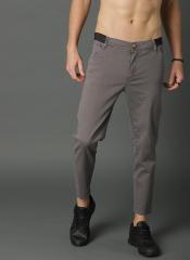 Roadster Grey Regular Fit Solid Cropped Chinos men