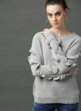 Roadster Grey Self Design Sweater women