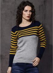 Roadster Grey Striped Sweater women
