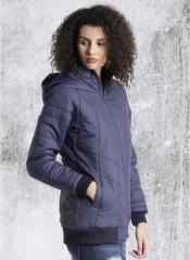 Roadster Navy Blue Solid Quilted Jacket women