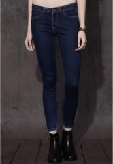 Roadster Navy Blue Solid Skinny Fit Mid Rise Jeans women