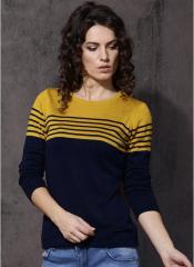 Roadster Navy Blue Striped Sweater women