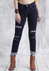 Roadster Navy Blue Washed Mid Rise Skinny Fit Jeans women
