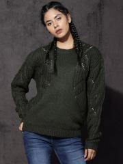 Roadster Olive Solid Sweater women
