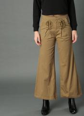 Roadster Women Khaki Flared Solid Bootcut Trousers