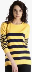 Roadster Yellow Striped Sweater women