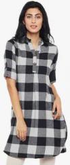 Ruhaans Grey Checked Tunic women