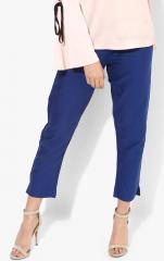 Sangria Blue Solid Coloured Pants women