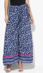 Sangria Flared Printed Plazzo With Drawstring And Tassel women