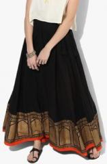 Sangria Flared Skirt With Gold Printed Border women