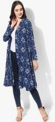 Sangria Full Sleeves Rayon Navy Blue Printed Shrug women