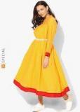 Sangria Mandarin Collar Full Sleeves Yarn Dyed Gathered Anarkali With Embroidery Highlight women