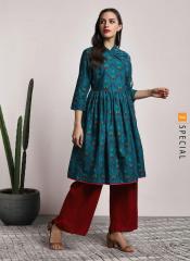 Sangria Printed Anagrakhaanarkali With Dori Tassels Detail And 3/4th Cuff Sleeves women