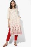 Sangria Printed Keyhole Neck Straight Fit Kurta With 3/4Th Sleeves And Solid Pants women