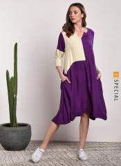 Sangria Purple & Beige Colourblocked Tunic women