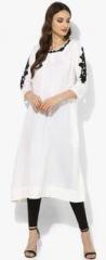 Sangria Round Neck Rayon Tunic With Embroidery At Neck And Sleeves women