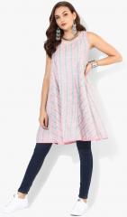 Sangria Round Neck Sleeveless Yarn Dyed Stripes Tunic women