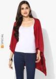 Sangria Shawl Collar 3/4Th Sleeves Shrug With Contrast Color Detail women