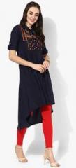 Sangria Shirt Collar Tunic 3/4Th Rollup Sleeves With Embroidery At Front And Button Detailing women