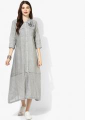 Sangria Shirt Collar Yarn Dyed Cotton Shirt Dress With Patch Pockets And Embroidery Detail women