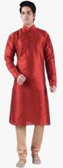 Sanwara Red Solid Kurta Pyjama men