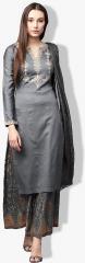 Saree Mall Charcoal Embroidered Dress Material women