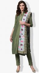 Saree Mall Olive Solid Dress Material women
