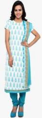Saree Mall White Printed Dress Material women