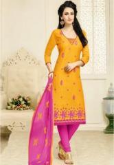Saree Mall Yellow Embroidered Dress Material women