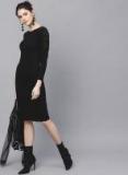 Sassafras Black Solid Bodycon Dress women