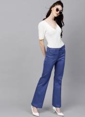 Sassafras Blue Regular Fit Solid Bootcut Trousers women