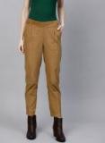 Sassafras Brown Solid Corduroy Trousers women