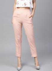 SHOWOFF Women Pink Solid Slim Fit Cigarette Trouser