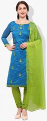 Satrani Blue Embroidered Dress Material women