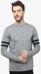Say It Loud Grey Solid Round Neck T Shirt men