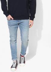 Scotch & Soda Blue Washed Mid Rise Skinny Fit Jeans men