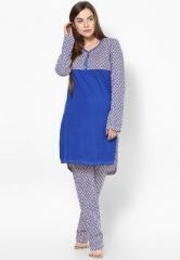 Sdl By Sweet Dreams Blue Full Sleeve Top & Pyjama women
