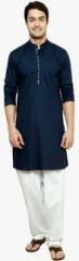 See Designs Navy Blue Solid Kurta Pyjama men