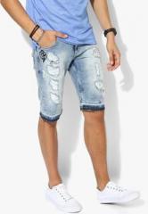 Sf Jeans By Pantaloons Blue Washed Slim Fit Shorts men