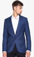 Shaftesbury London Blue Solid Regular Fit Blazer men