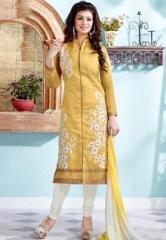 Shonaya Mustard Yellow Embroidered Dress Material women