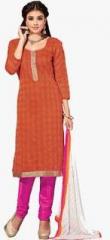Shonaya Orange Checked Dress Material women