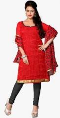 Shonaya Red Embroidered Dress Material women