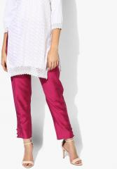 Shree Fuchsia Textured Regular Fit Coloured Pants women