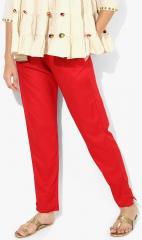 Shree Red Solid Trousers women