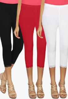Softwear Pack Of 3 Multicoloured Solid Capris women