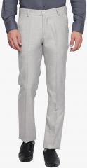 Solemio Grey Self Design Slim Fit Formal Trouser men