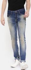 Spykar Blue Skinny Fit Low Rise Mildly Distressed Stretchable Jeans men