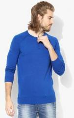 Spykar Blue Solid Slim Fit Henley T Shirt men