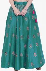 Studio Rasa Green Printed Flared Skirt women